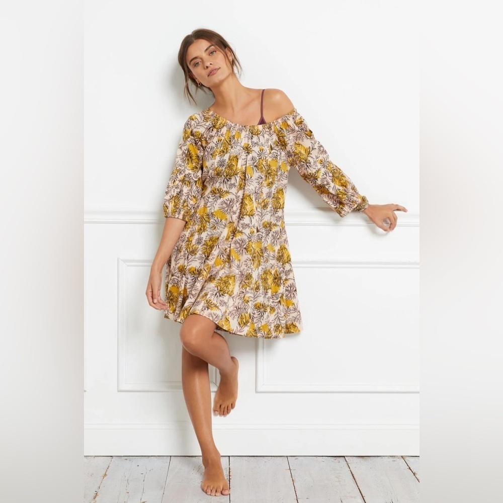 Anthropologie Daily Practice Mollie Mini Dress Floral Boho Tunic Small